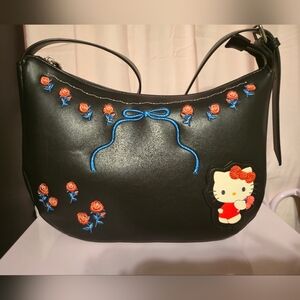 Hello Kitty Black Embroidered Women's Bag